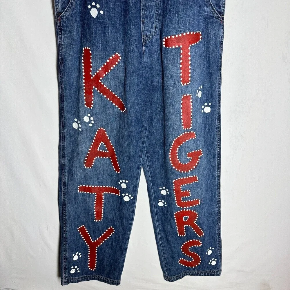 Austin Clothing Co Womens Denim Bib Overalls Size S Hand Decorated Name